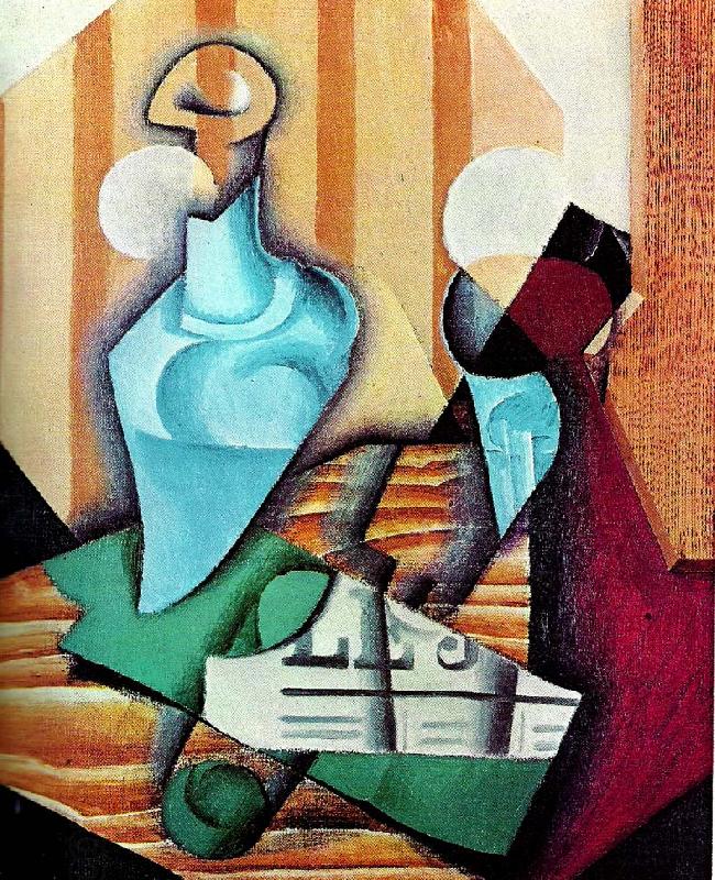 Juan Gris flaska och glas oil painting picture